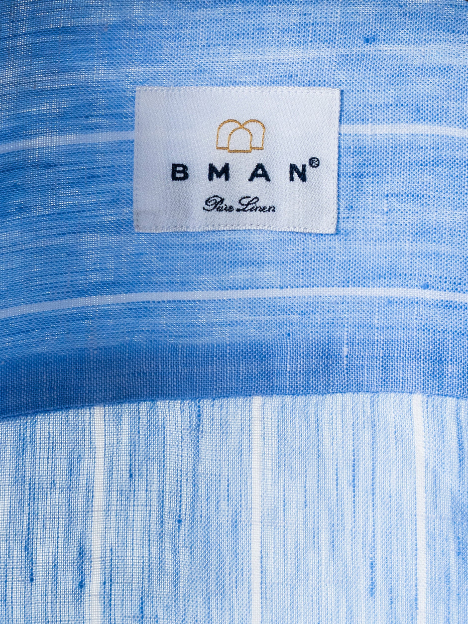 Camasa Barbati In Natural Albastru Bleu Dungi BMan0077 (3)