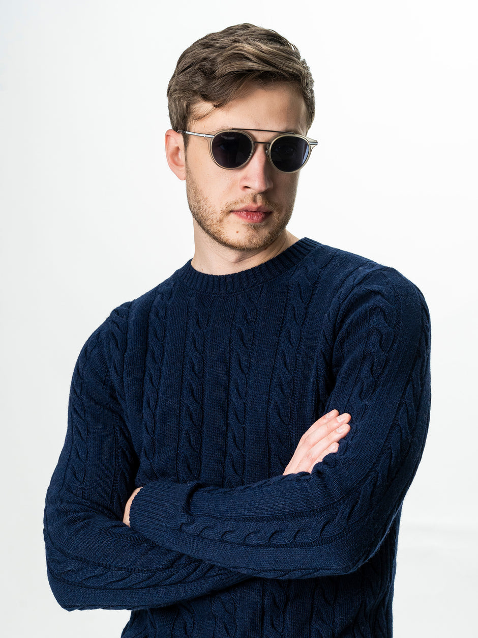 Pulover Barbati Albastru Toamna & Iarna Din 100% Lambswool Torsada BMan0010 (6)