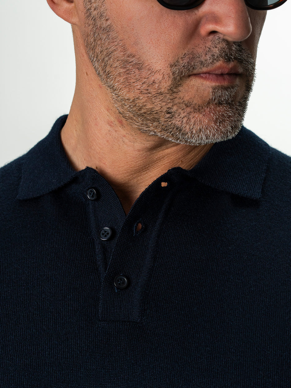 Pulover Barbati Bleumarin Polo Din Lana Merinos BMan0051 (6)