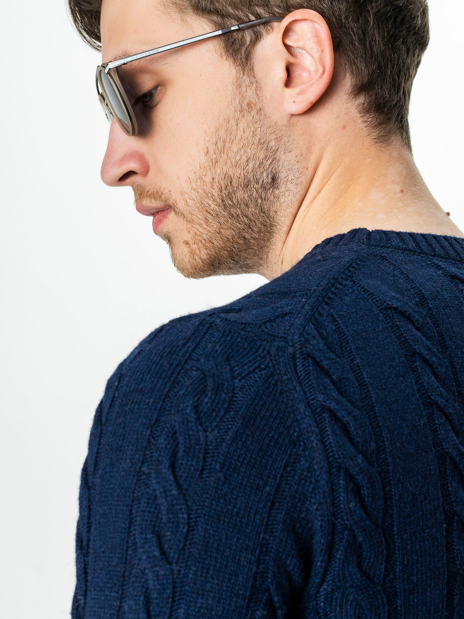Pulover Barbati Albastru Toamna & Iarna Din 100% Lambswool Torsada BMan0010 (7)