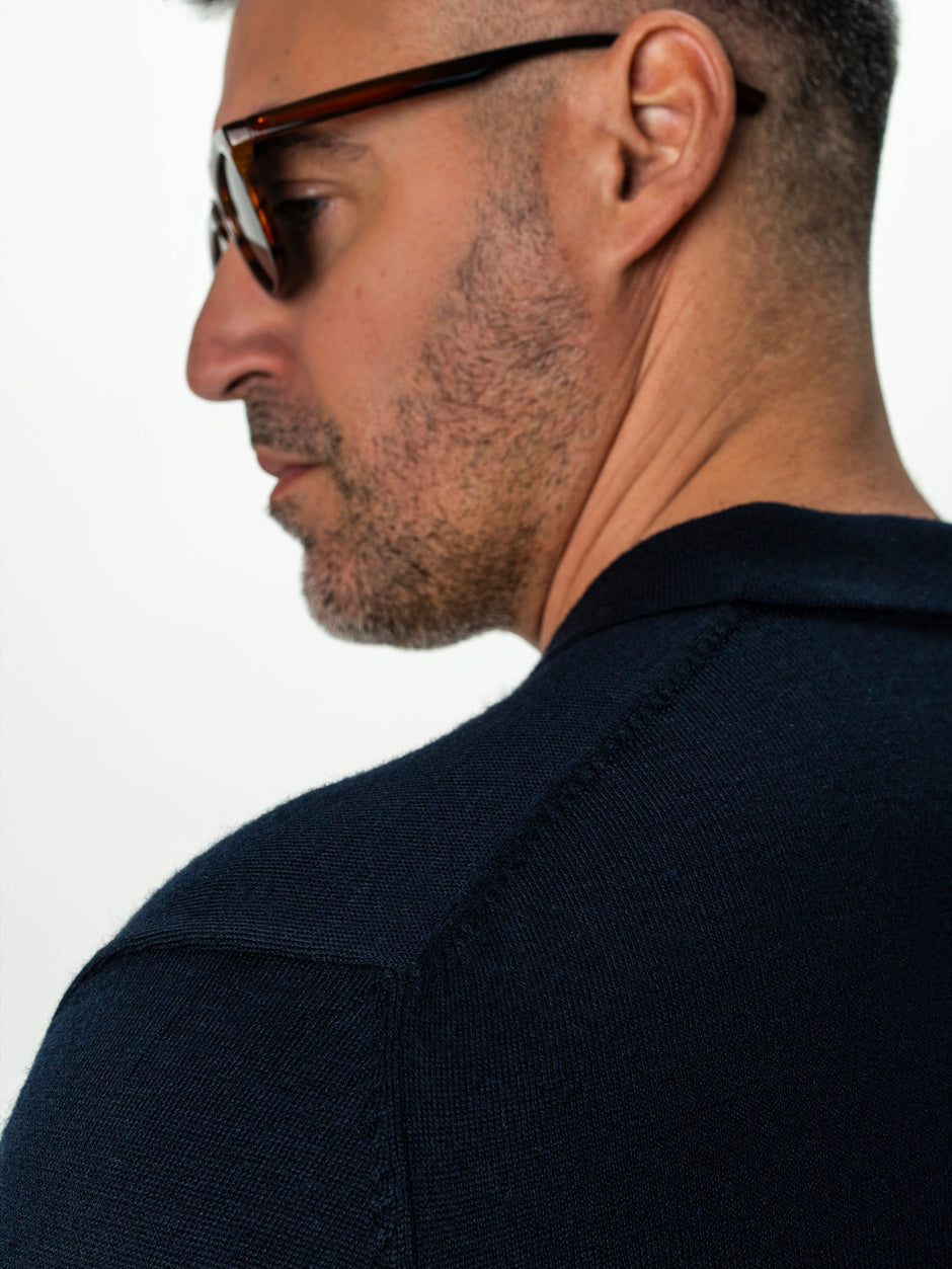 Pulover Barbati Bleumarin Polo Din Lana Merinos BMan0051 (7)