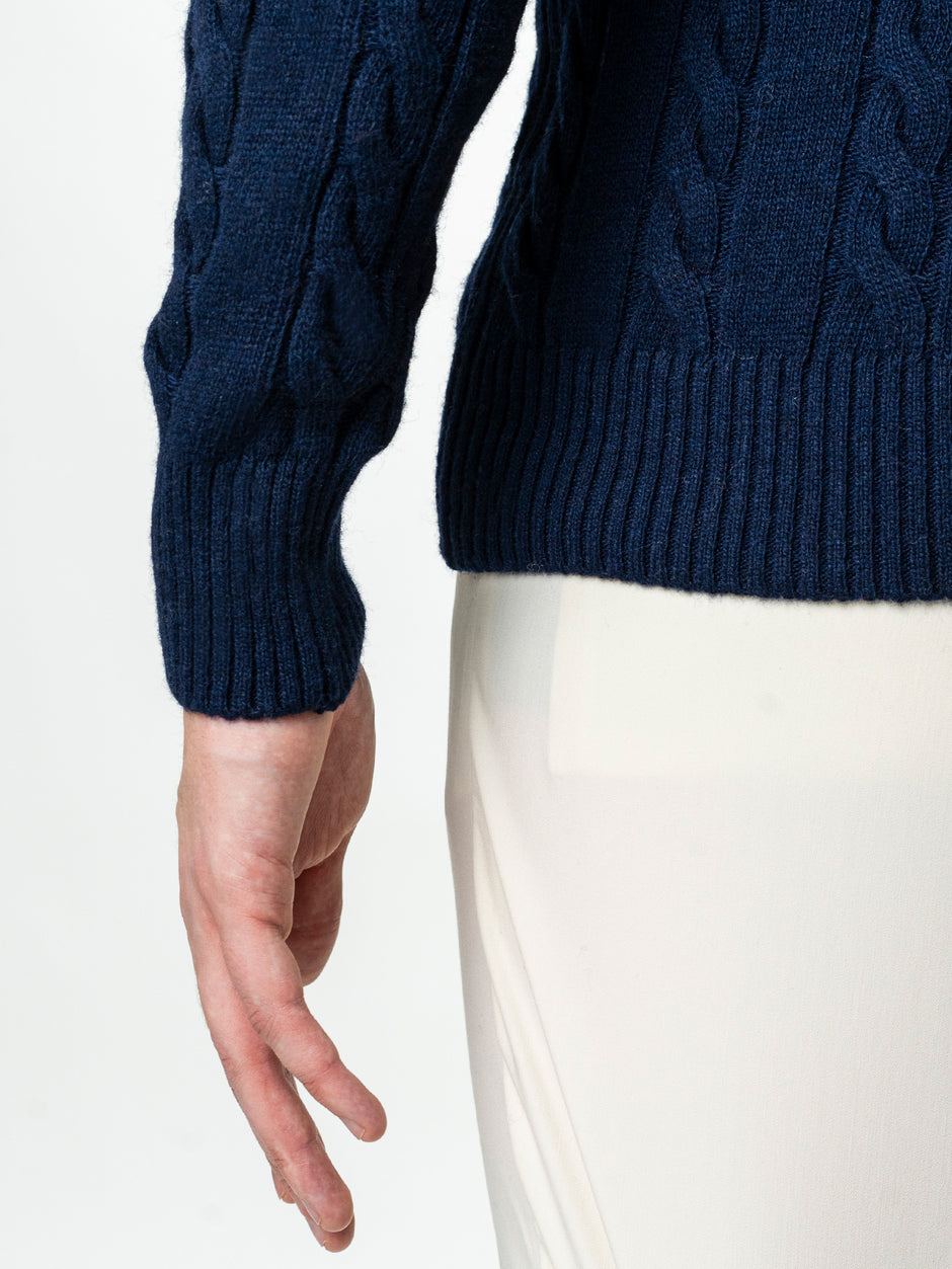 Pulover Barbati Albastru Toamna & Iarna Din 100% Lambswool Torsada BMan0010 (8)