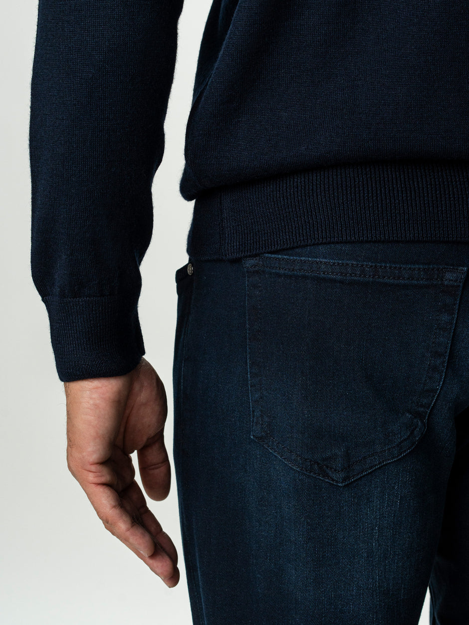 Pulover Barbati Bleumarin Polo Din Lana Merinos BMan0051 (9)