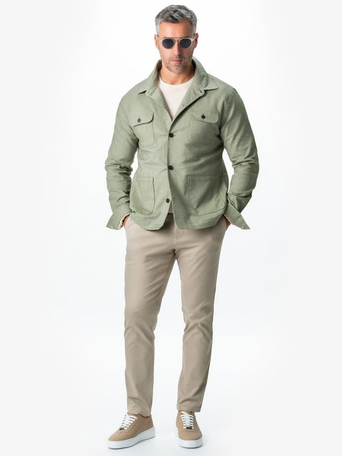 Jacheta Bumbac Safari Verde Lime Barbati Tip Overshirt Camasa Imprimeu Twill Toamna-Iarna BMan0221 (3)