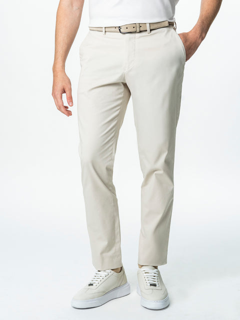 Pantaloni Casual Barbati Chinos Crem Bumbac Office Relax Fit BMan722