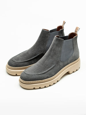 Ghete Barbati Gri Din Piele Intoarsa Cu Talpa Din Spuma BMan149