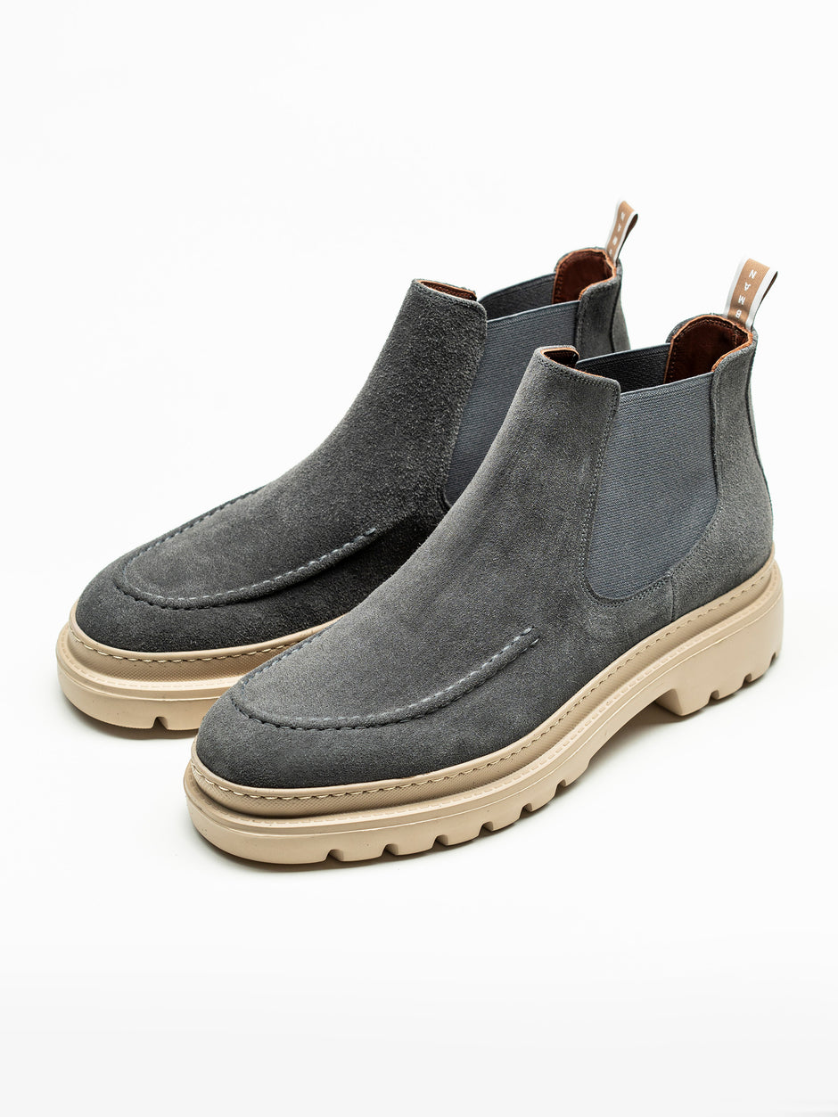 Ghete Barbati Gri Din Piele Intoarsa Cu Talpa Din Spuma BMan149 (1)