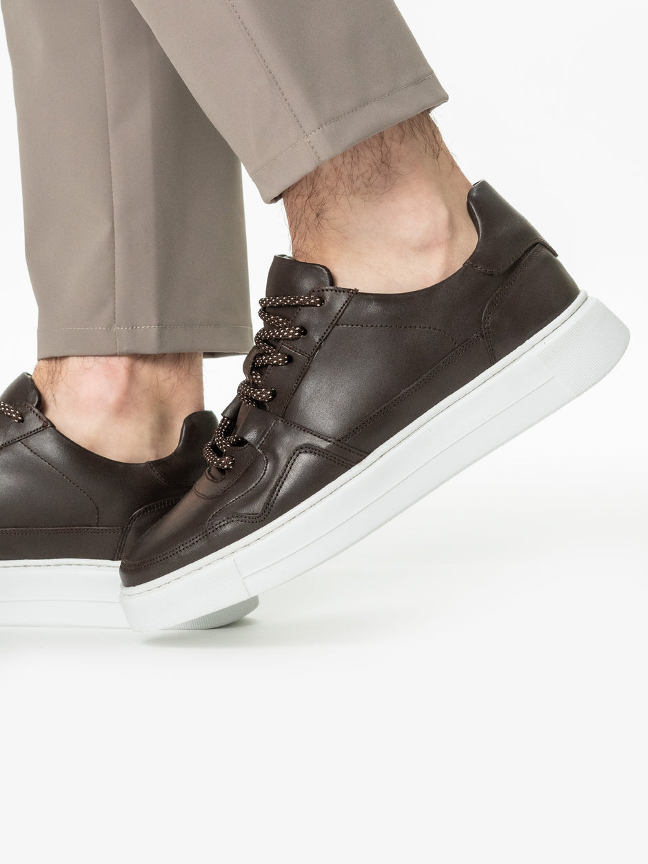 Pantofi Business Casual Cafenii Tip Sneakers 100% Piele Naturala Vitel BMan0408 (2)