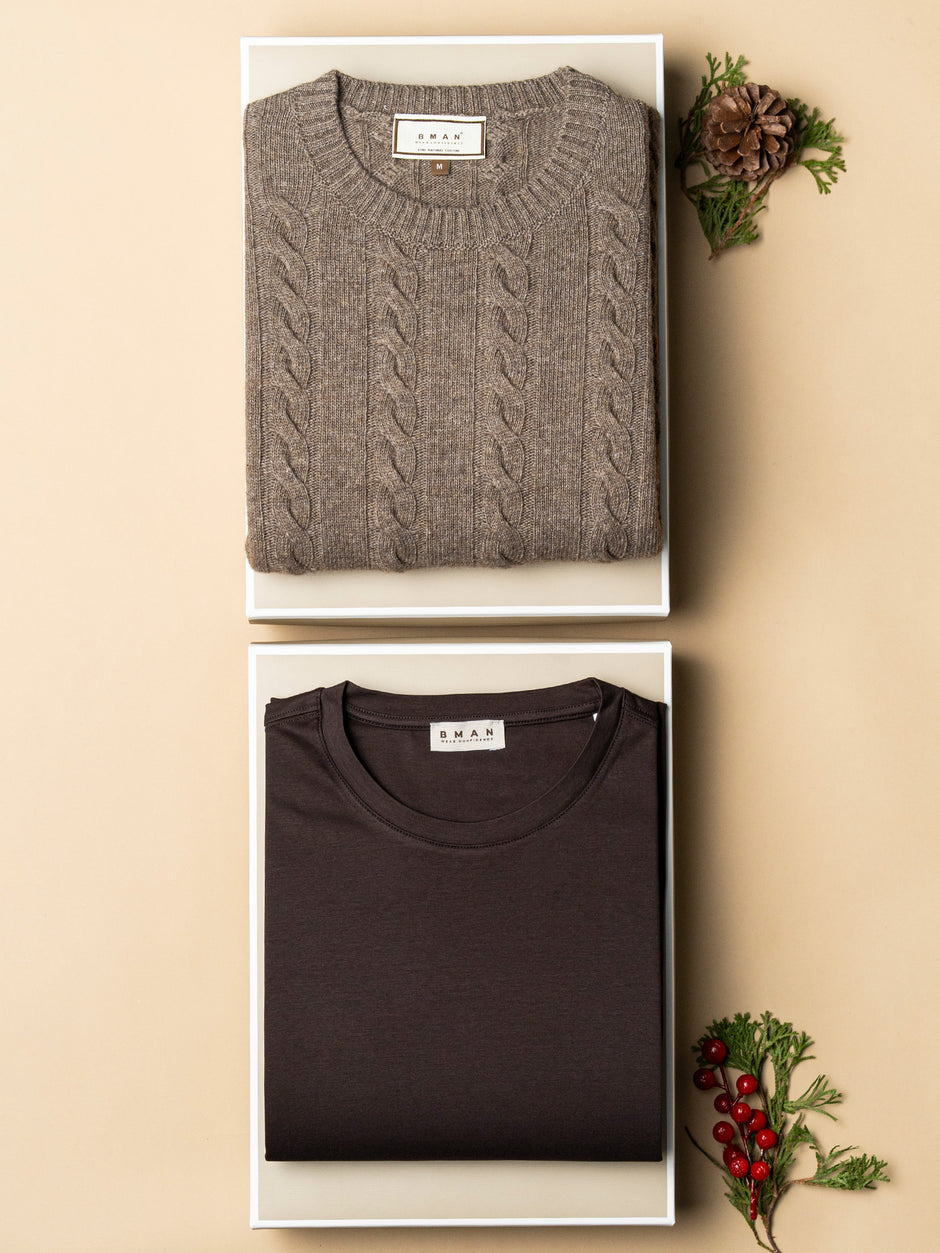 Pachet Cadou Barbati Pulover Cu Tricou Bman0098 (1)