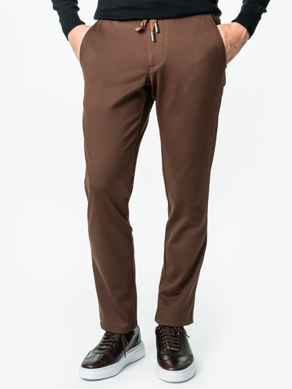 Pantaloni Casual Maro Barbati Full Stretch Cu Snur BMan0012 (1)