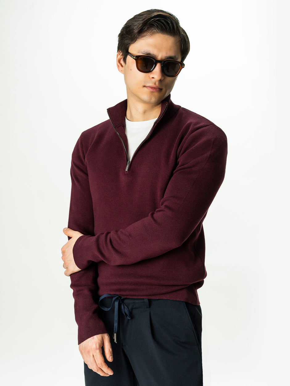 Pulover Barbati Bordo Cu Fermoar 100% Bumbac BMan0002 (1)