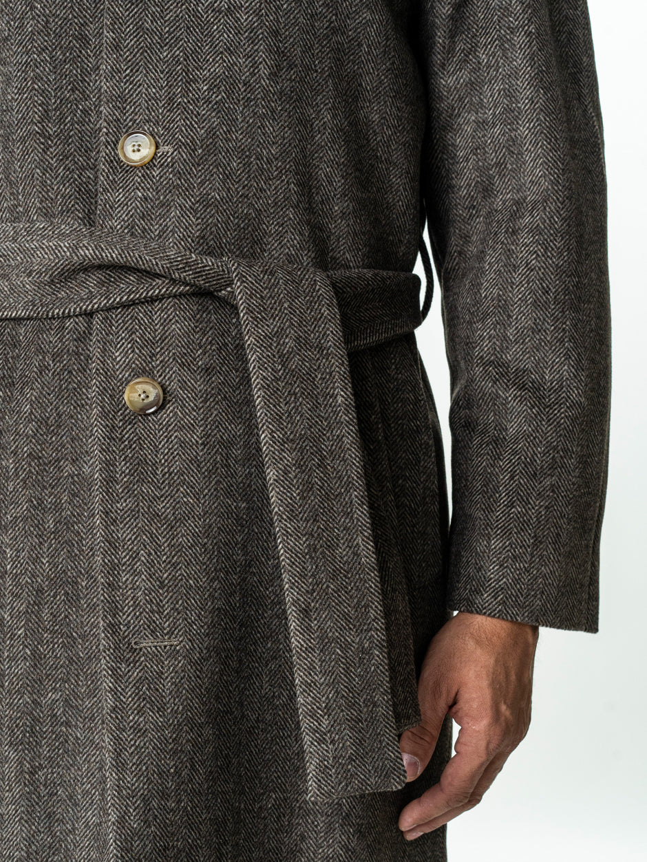 Palton Barbati Iarna Cafeniu 100% Lana Herringbone BMan0005 (6)