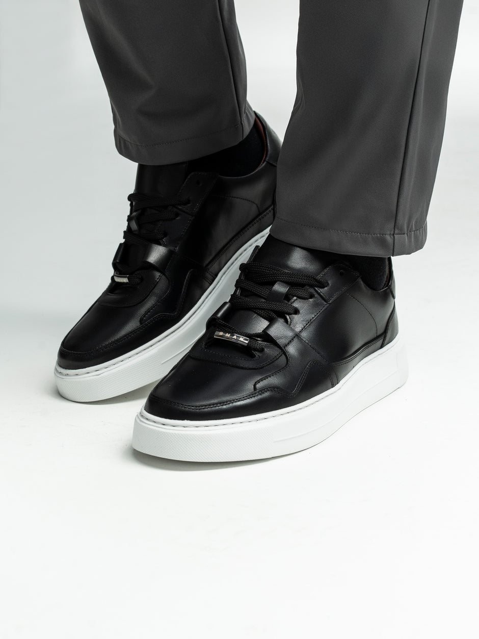 Pantofi Casual Barbati Sneakers Negri Din 100% Piele Naturala BMan0353 (1)