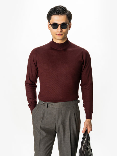 Pulover Bordo Semi-Helanca Barbati 100% Lana Cashwool BMan0055