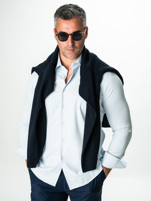Camasa Barbati Eleganta Bleu Bumbac Stretch Natural All Season BMan0030