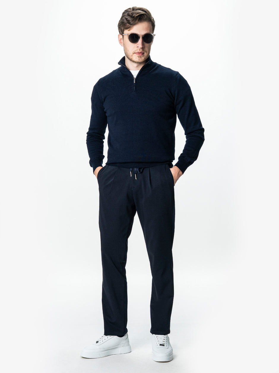 Pulover Barbati Bleumarin Fermoar Office Din Bumbac Levent BMan0001 (8)