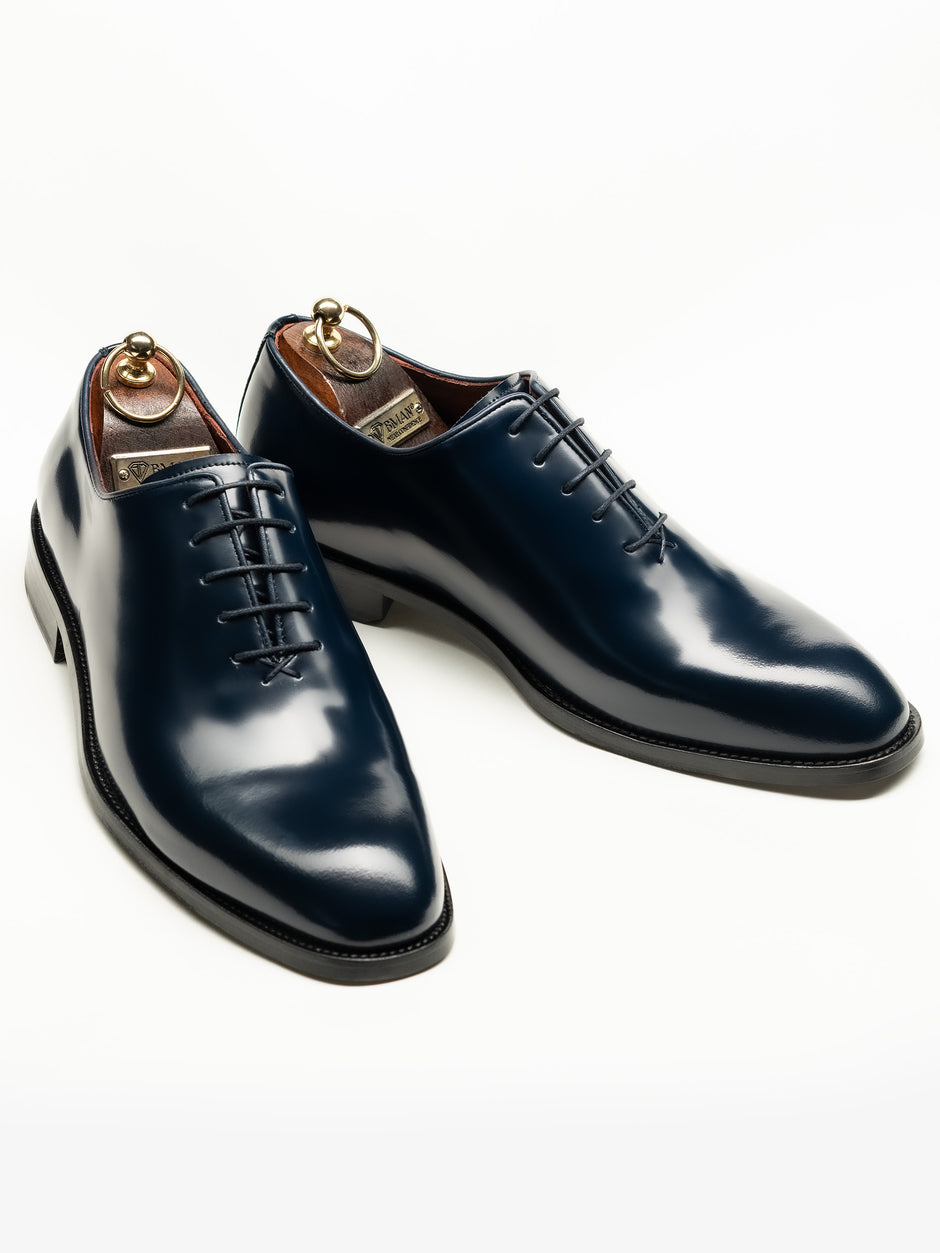 Pantofi Eleganti Barbati Albastru Semilucios Oxford  100% Piele Naturala BMan0334 (1)