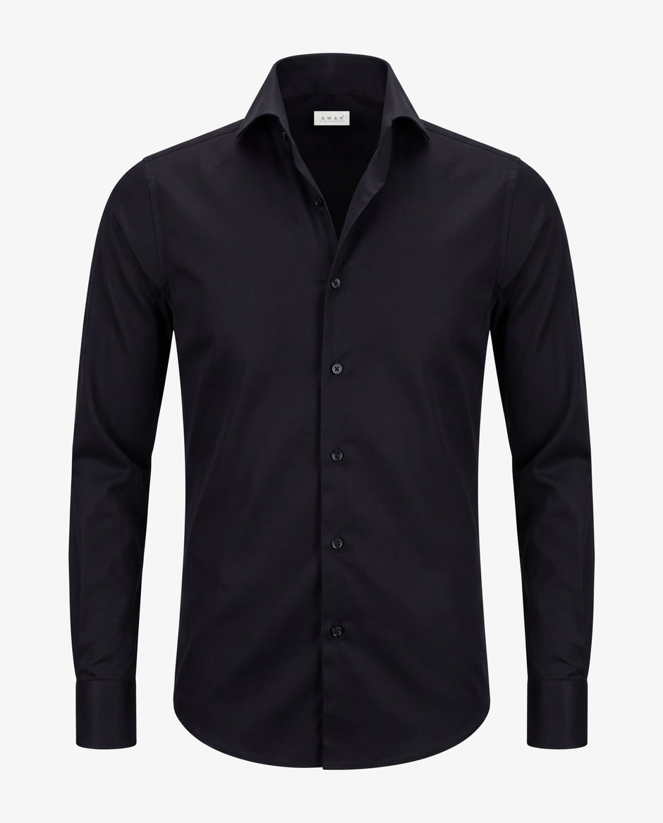 Camasa Barbati Neagra Bumbac Stretch Guler One Piece Spread BMan0404 (6)