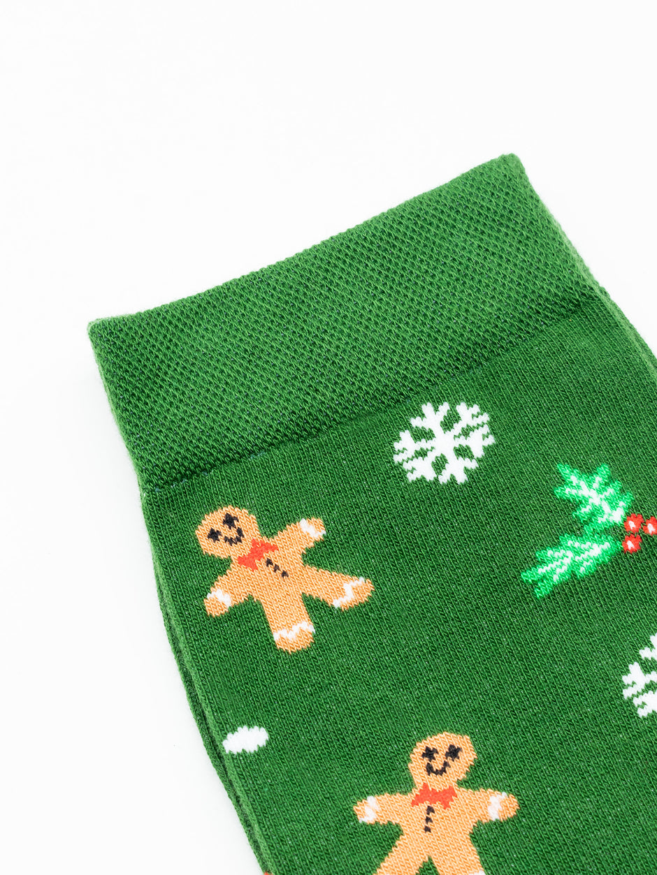 Sosete Barbati Verzi Cu Imprimeu De Craciun 100% Bumbac Natural BMan154 (2)