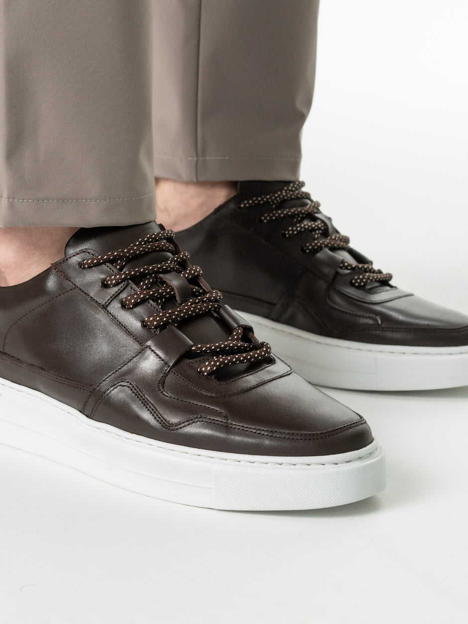 Pantofi Business Casual Cafenii Tip Sneakers 100% Piele Naturala Vitel BMan0408 (9)