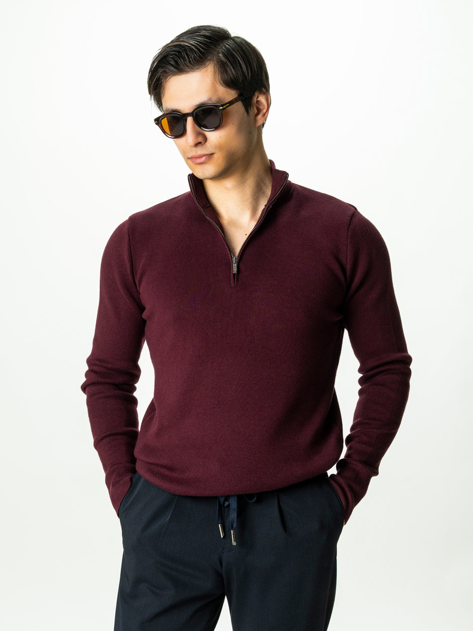 Pulover Barbati Bordo Cu Fermoar 100% Bumbac BMan0002 (4)