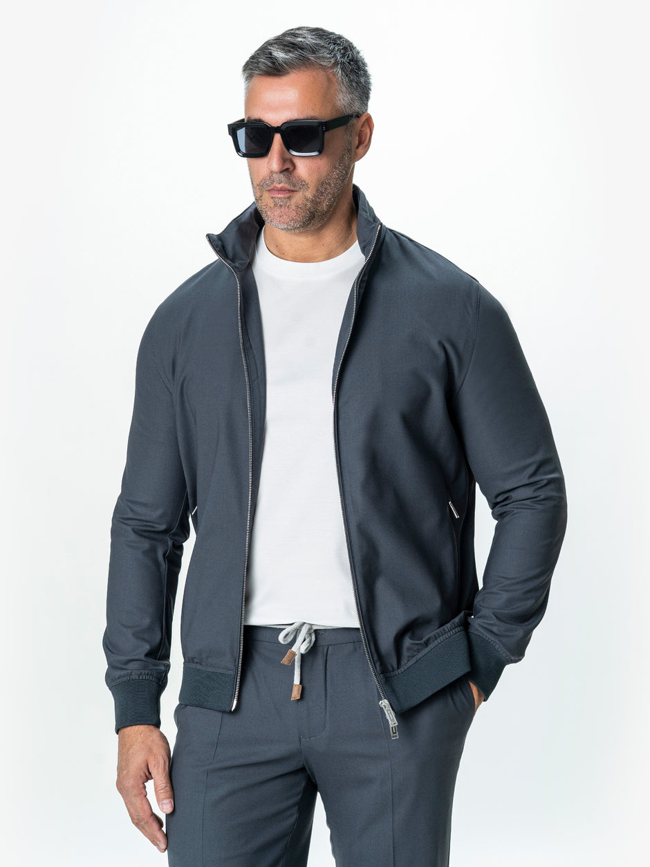 Tracksuit Premium Barbati Gri din Lana cu Gluga Ascunsa BMan0004 (2)