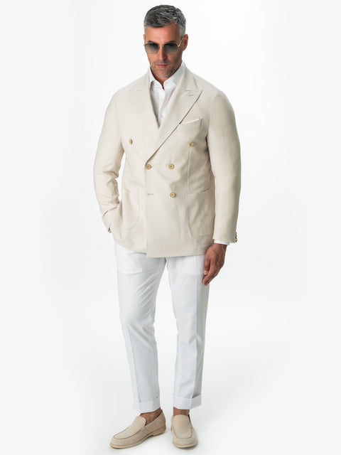Sacou Vara Barbati Crem Din Lana Tesatura Vitale Barberis Super 110 Bman0022