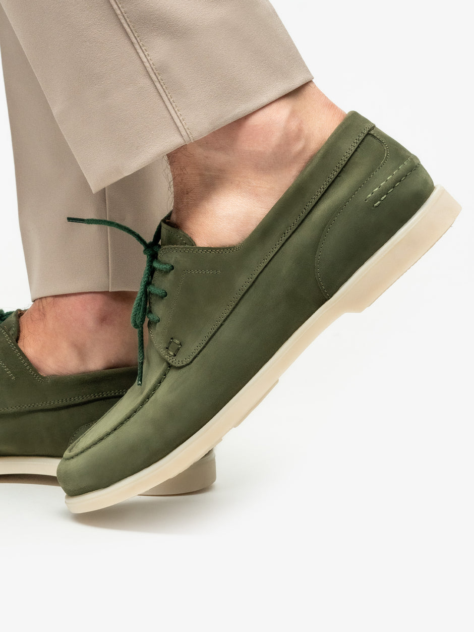 Pantofi Casual Barbati Verde Din Piele Naturala Nubuc Talpa Ortopedica BMan218 (4)