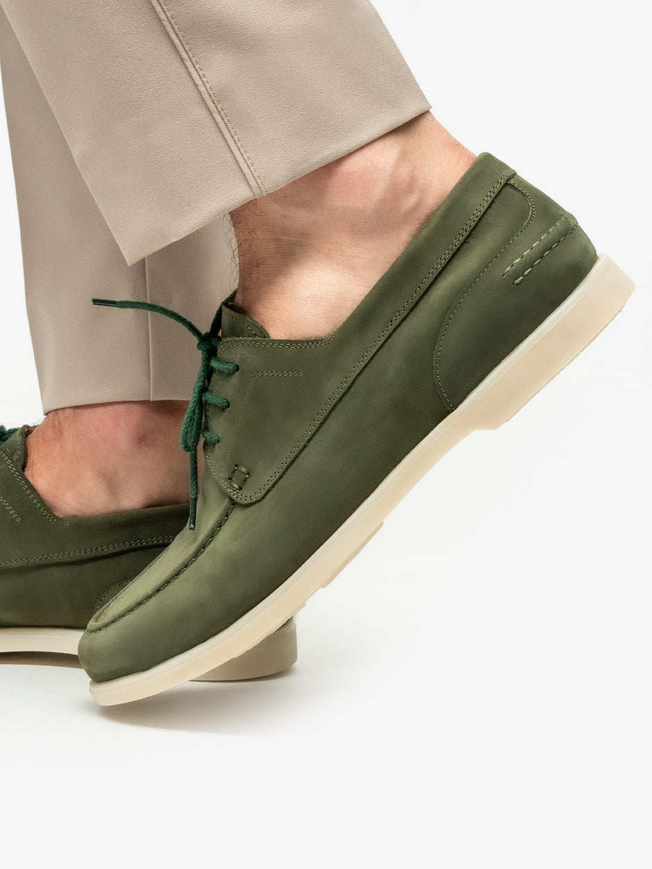 Pantofi Barbati Verde Kaki Piele Naturala Nubuc Smart Casual & Office Flexo Comfort BMan218 (4)
