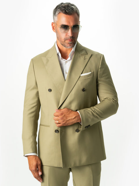 Costum Premium Barbati Verde Lime 100% Lana Italiana Finitura Felice BMan299 (5)