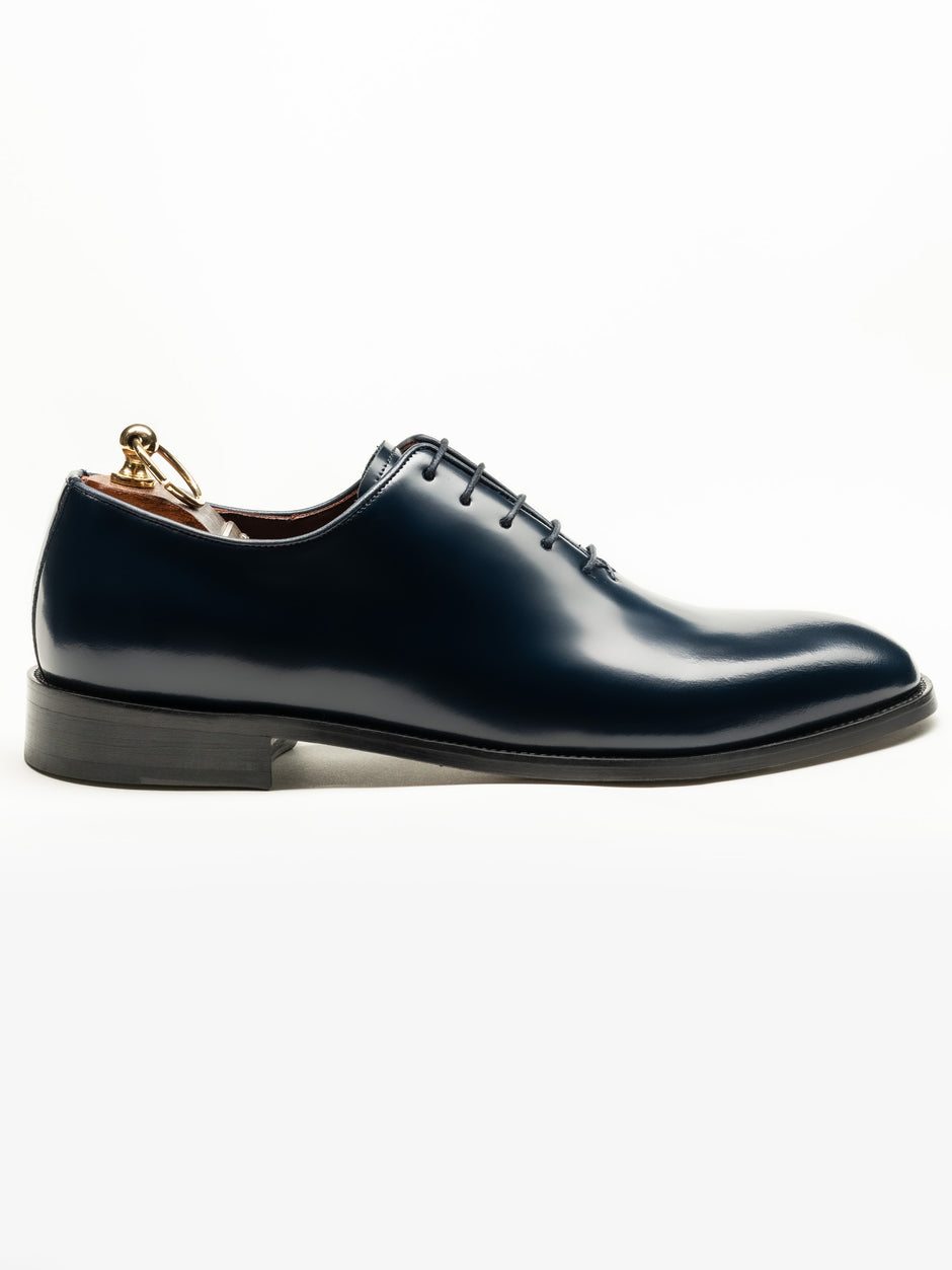 Pantofi Eleganti Barbati Albastru Semilucios Oxford  100% Piele Naturala BMan0334 (4)