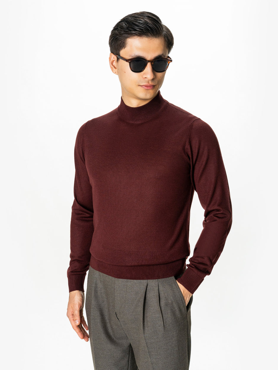 Pulover Bordo Semi-Helanca Barbati 100% Lana Merinos BMan0055 (4)