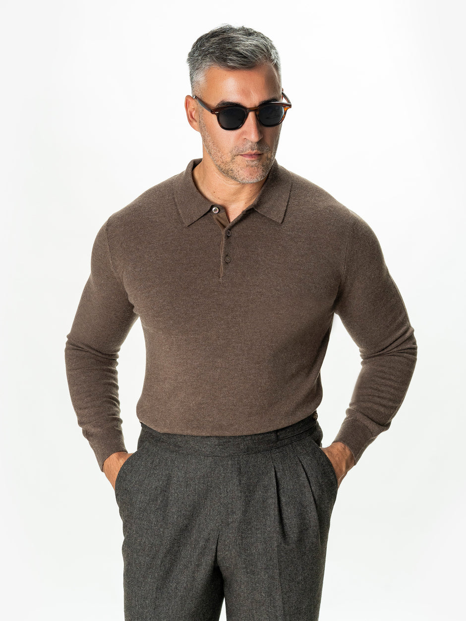 Pulover Polo Barbati Maro Cappuccino 100% Lana Merinos BMan0056 (3)