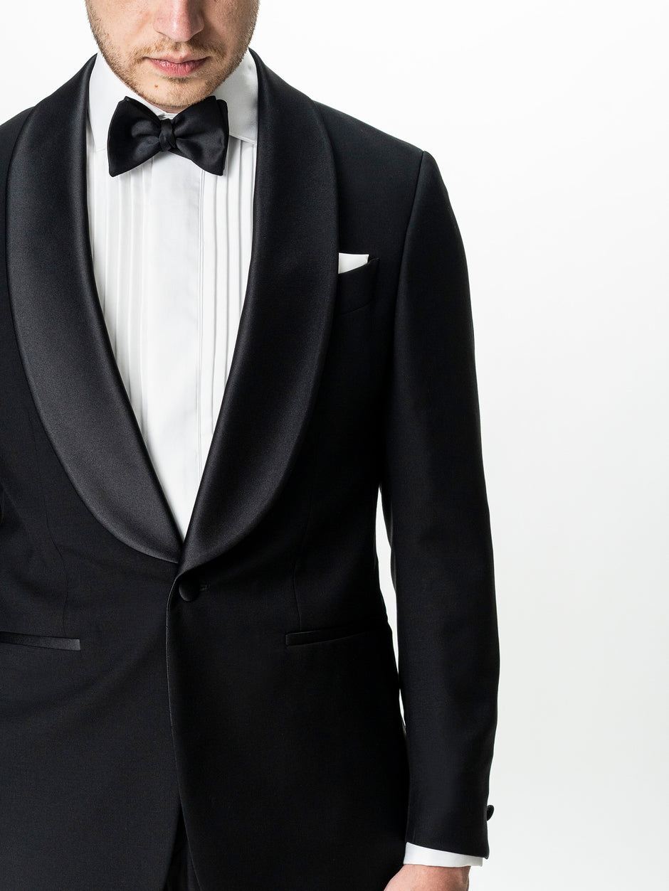 Costum Barbati Negru de Ceremonie 100% Lana Cerruti Super 130's BMan381 (4)