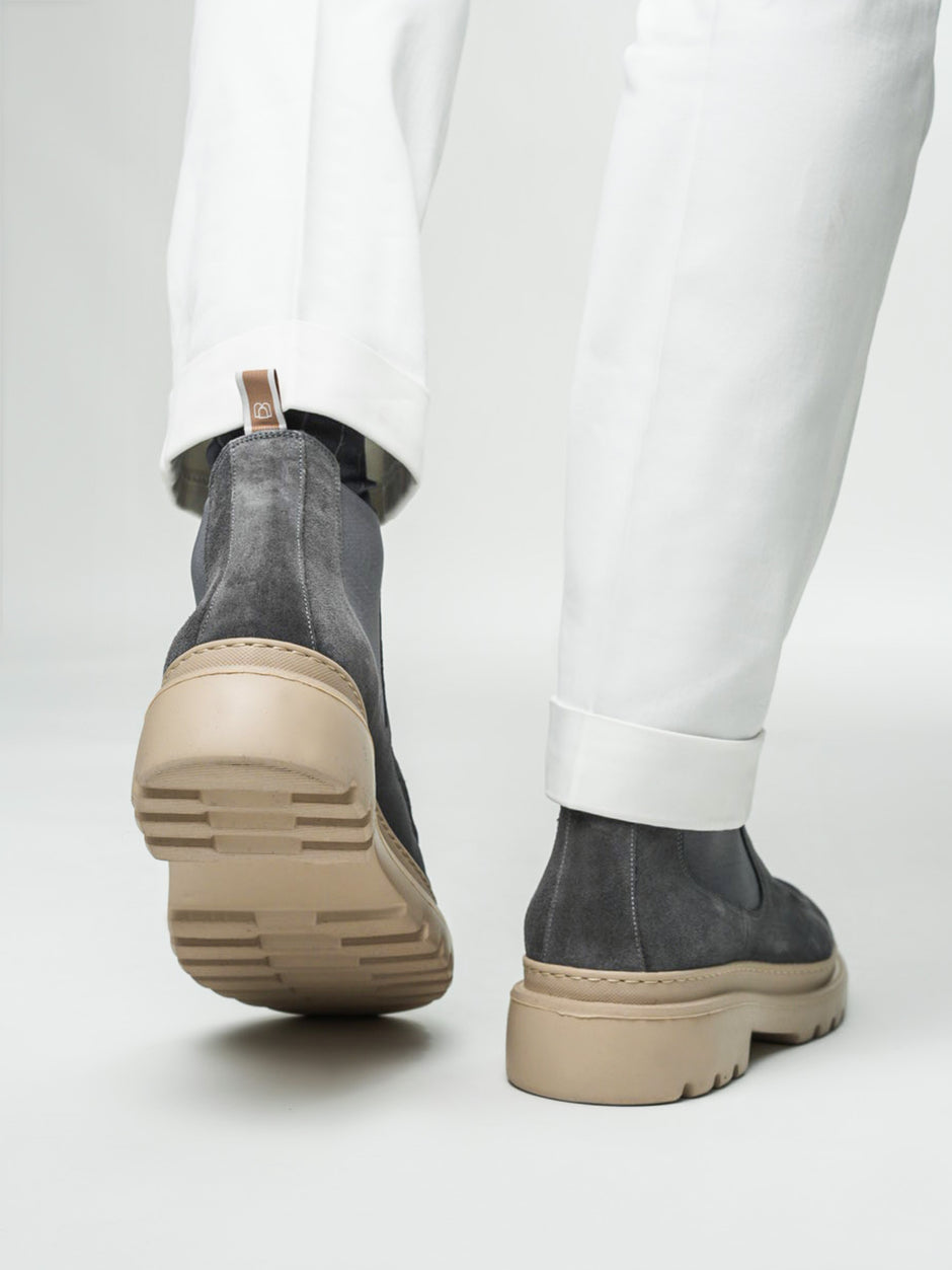 Ghete Barbati Gri Din Piele Intoarsa Cu Talpa Din Spuma BMan149 (3)