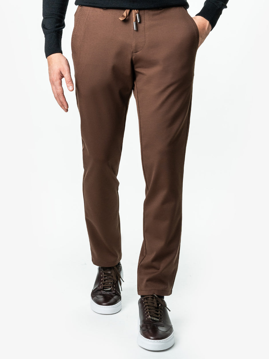 Pantaloni Casual Maro Barbati Full Stretch Cu Snur BMan0012 (8)