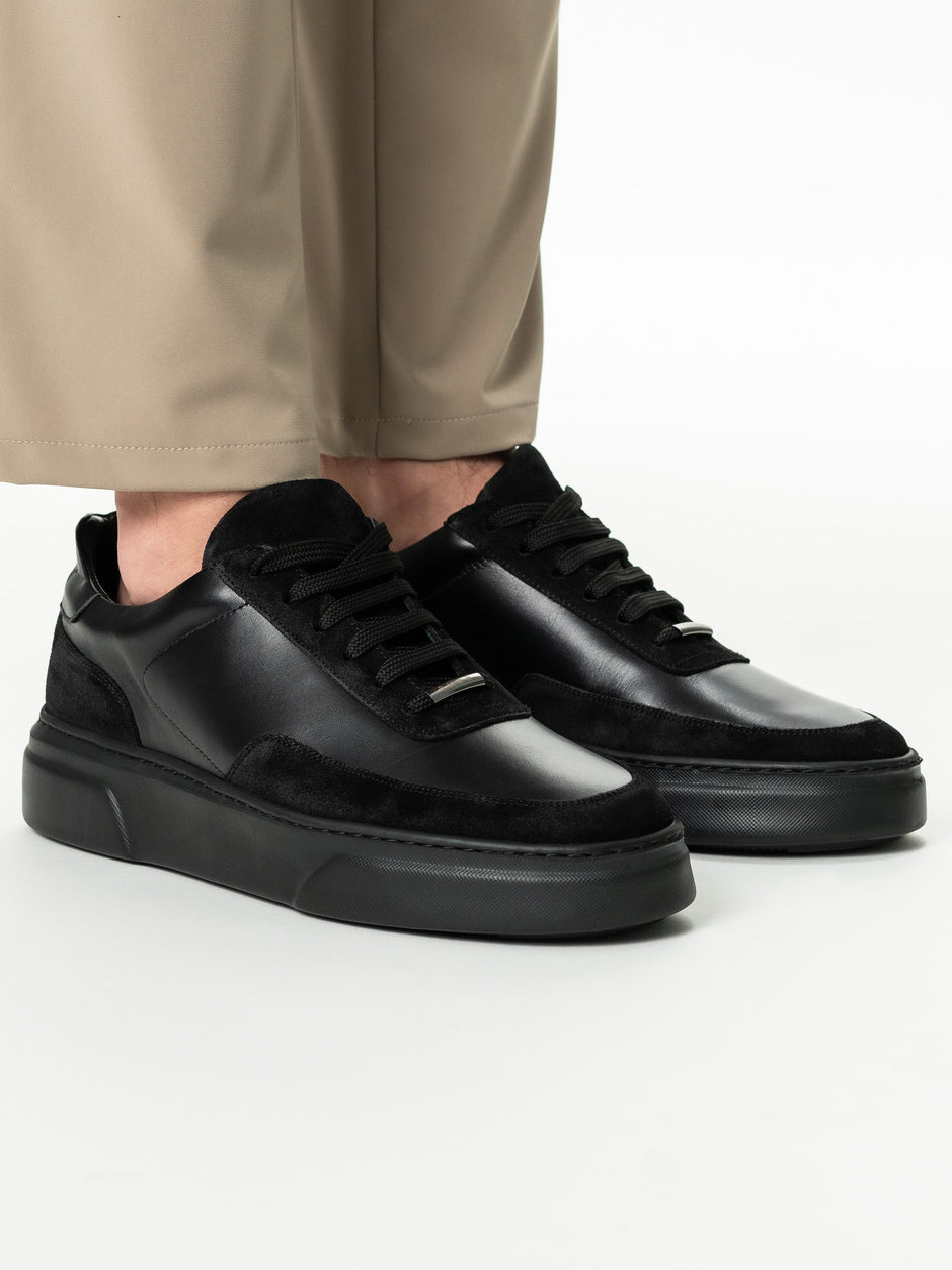 Pantofi Casual Barbati Negri Tip Sneakers 100% Piele Naturala BMan0326 (5)