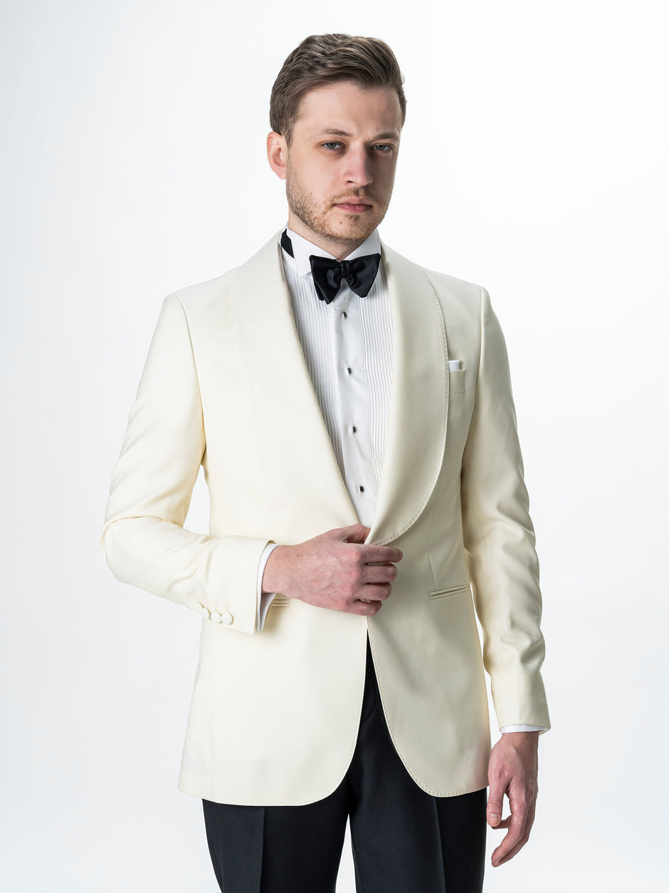 Costum Barbati Smoking Ceremonie Alb Pearl din 100% Lana Vitalis Barberis BMan343 (2)