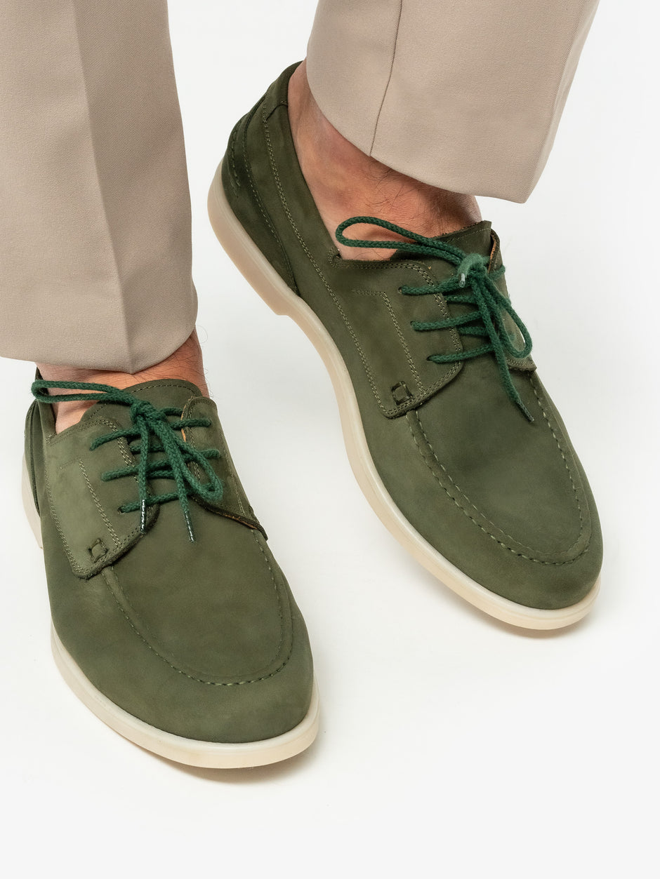 Pantofi Barbati Verde Kaki Piele Naturala Nubuc Smart Casual & Office Flexo Comfort BMan218 (8)