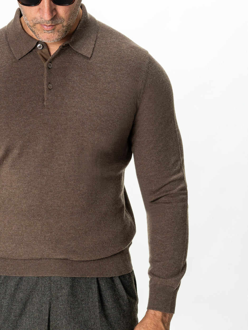 Pulover Polo Barbati Maro Cappuccino 100% Lana Merinos BMan0056 (5)