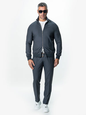 Tracksuit Premium Barbati Gri din Lana cu Gluga Ascunsa BMan0004