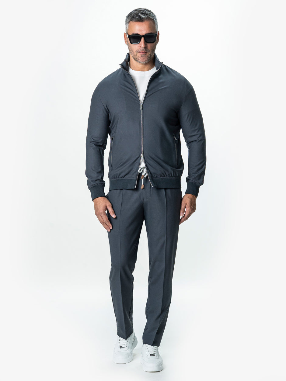 Tracksuit Premium Barbati Gri din Lana cu Gluga Ascunsa BMan0004 (1)