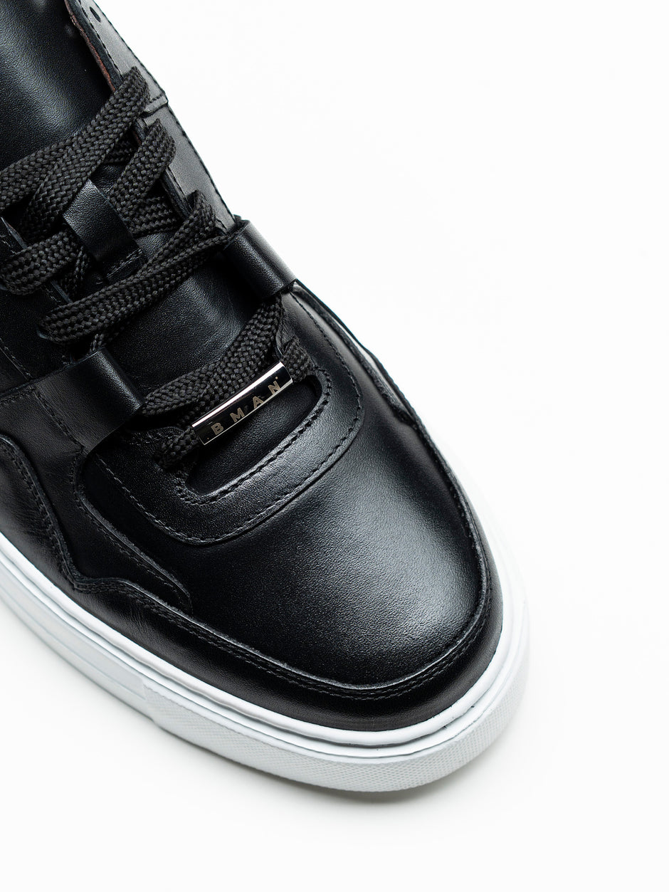 Pantofi Casual Barbati Sneakers Negri Din 100% Piele Naturala BMan0353 (3)