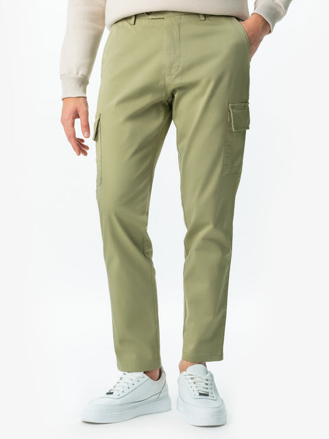 Pantaloni Casual Cargo Bumbac Natural Premium Santanderia  Barbati Verde Apple BMan711