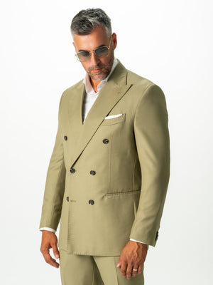 Costum Premium Barbati Verde Lime 100% Lana Italiana Finitura Felice BMan299