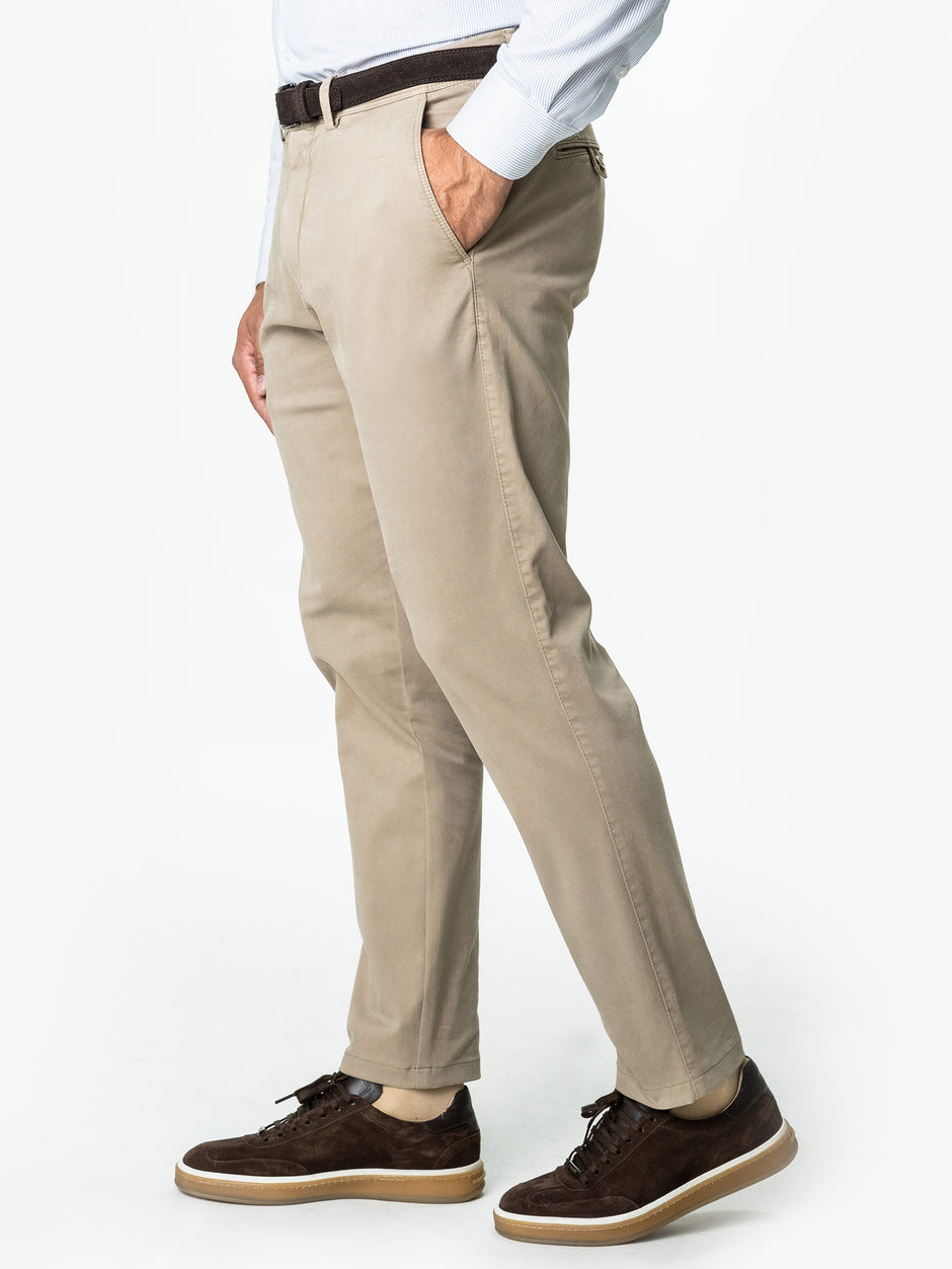 Pantaloni Chinos Barbati Bej Cappuccino Bumbac Office Relax Fit BMan0020 (8)