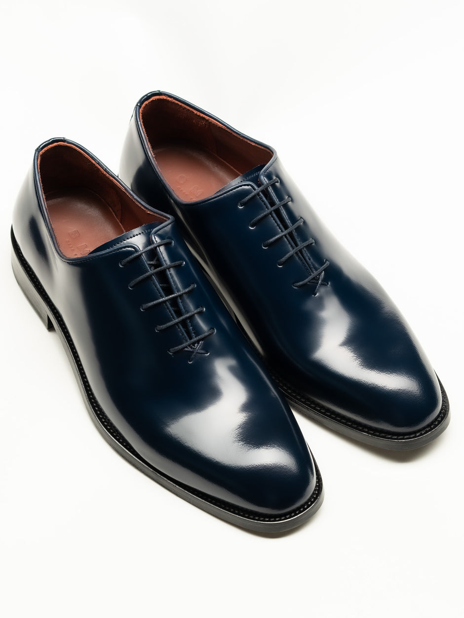 Pantofi Eleganti Barbati Albastru Semilucios Oxford  100% Piele Naturala BMan0334 (2)