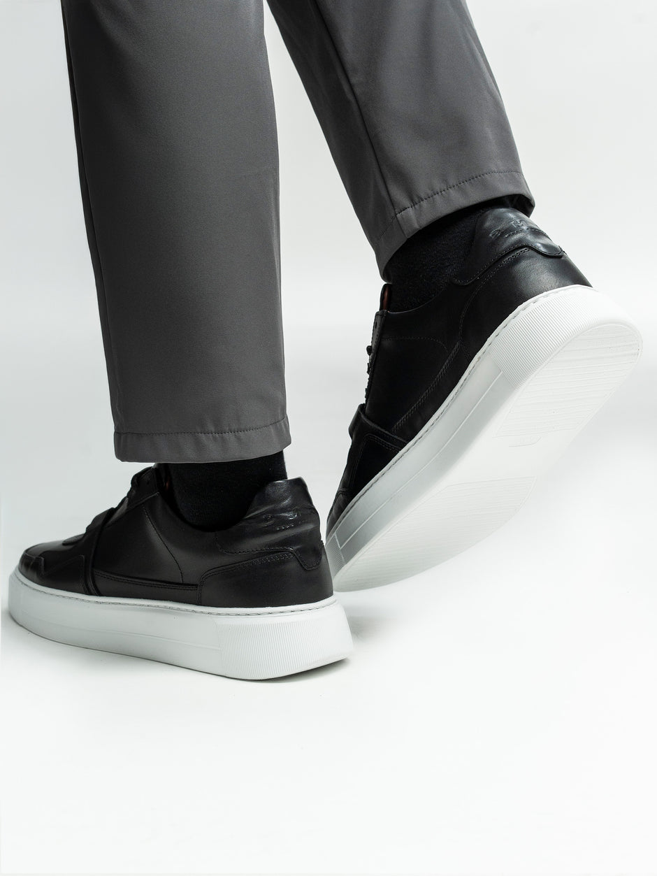 Pantofi Casual Barbati Sneakers Negri Din 100% Piele Naturala BMan0353 (10)