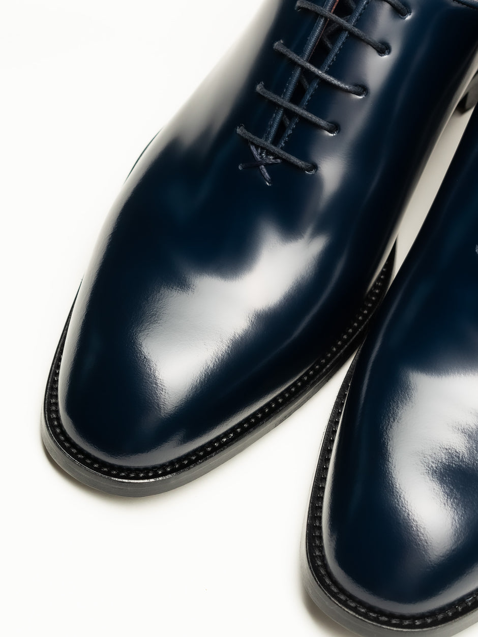 Pantofi Eleganti Barbati Albastru Semilucios Oxford  100% Piele Naturala BMan0334 (5)