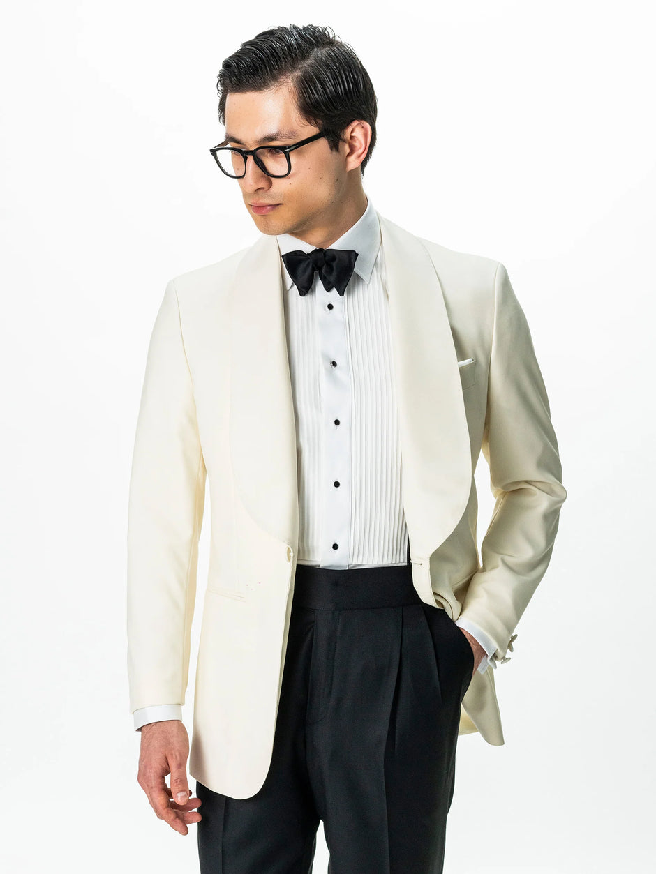 Costum Barbati Smoking Ceremonie Alb Pearl din 100% Lana Vitalis Barberis BMan343 (4)